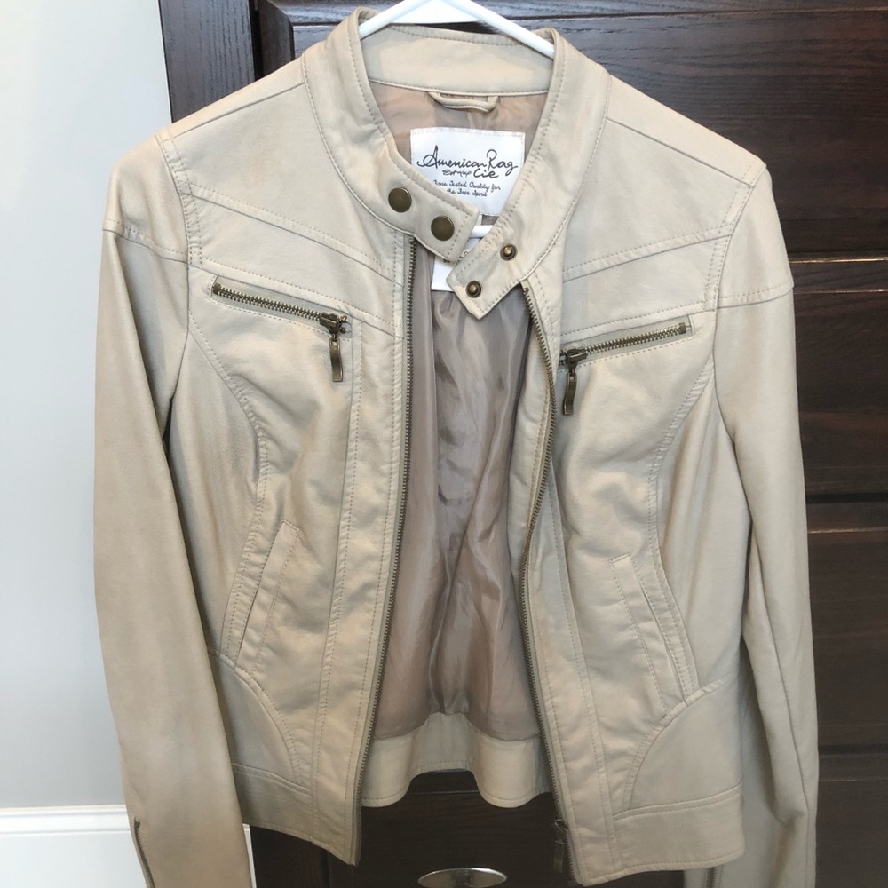 Cream leather jacket - great for fall